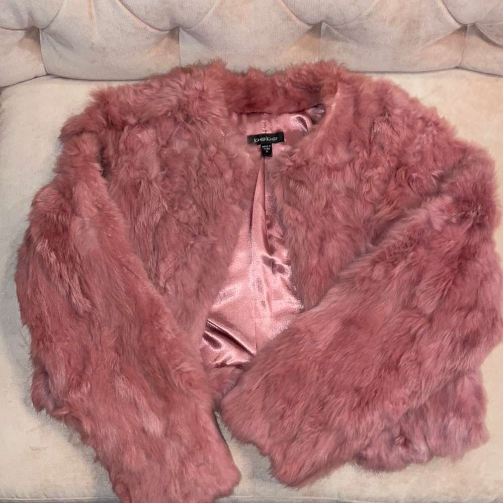 Mauve colored fur coat